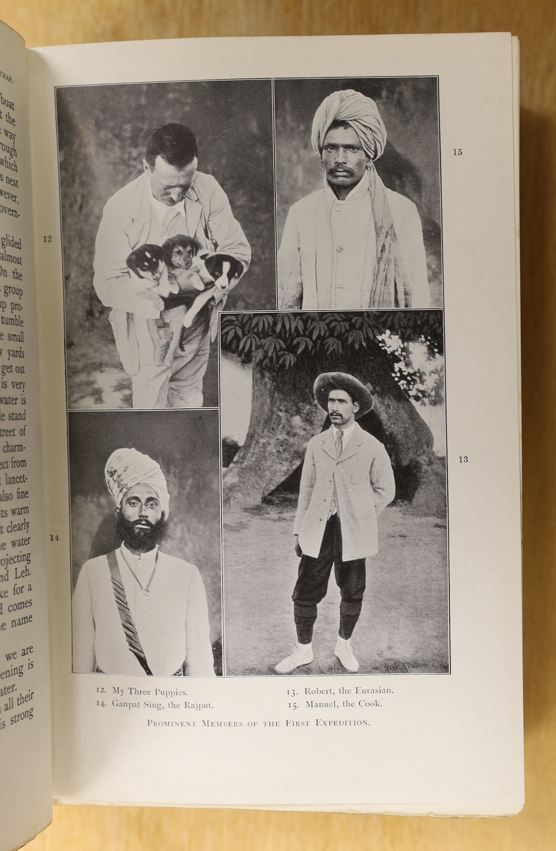 Hedin, Sven - Trans-Himalaya: discoveries and adventures in Tibet. 3 vols. 2 portraits, 295 plates (8 coloured, 3 folded) and 13 maps (some coloured and folded); publisher's gilt pictorial cloth, gilt tops, roy.8vo. 1910